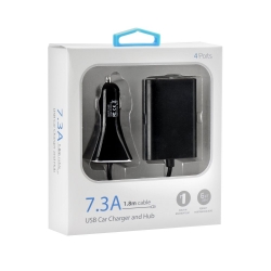Ładowarka samochodowa 4 x USB, 7,3 A, kabel 1,8 m Ładowarka samochodowa 4 x USB, 7,3 A, kabel 1,8 m